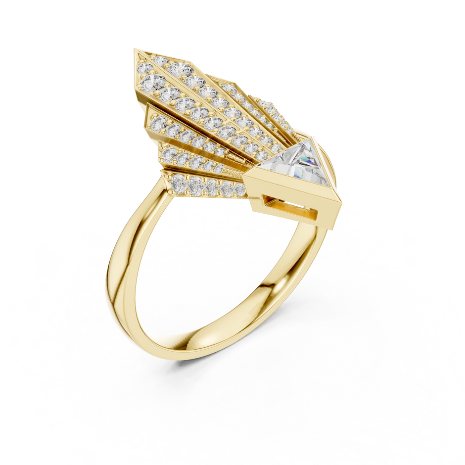 Empire Arrow Lab Diamond Ring – Bold Designer Statement for Party Queens