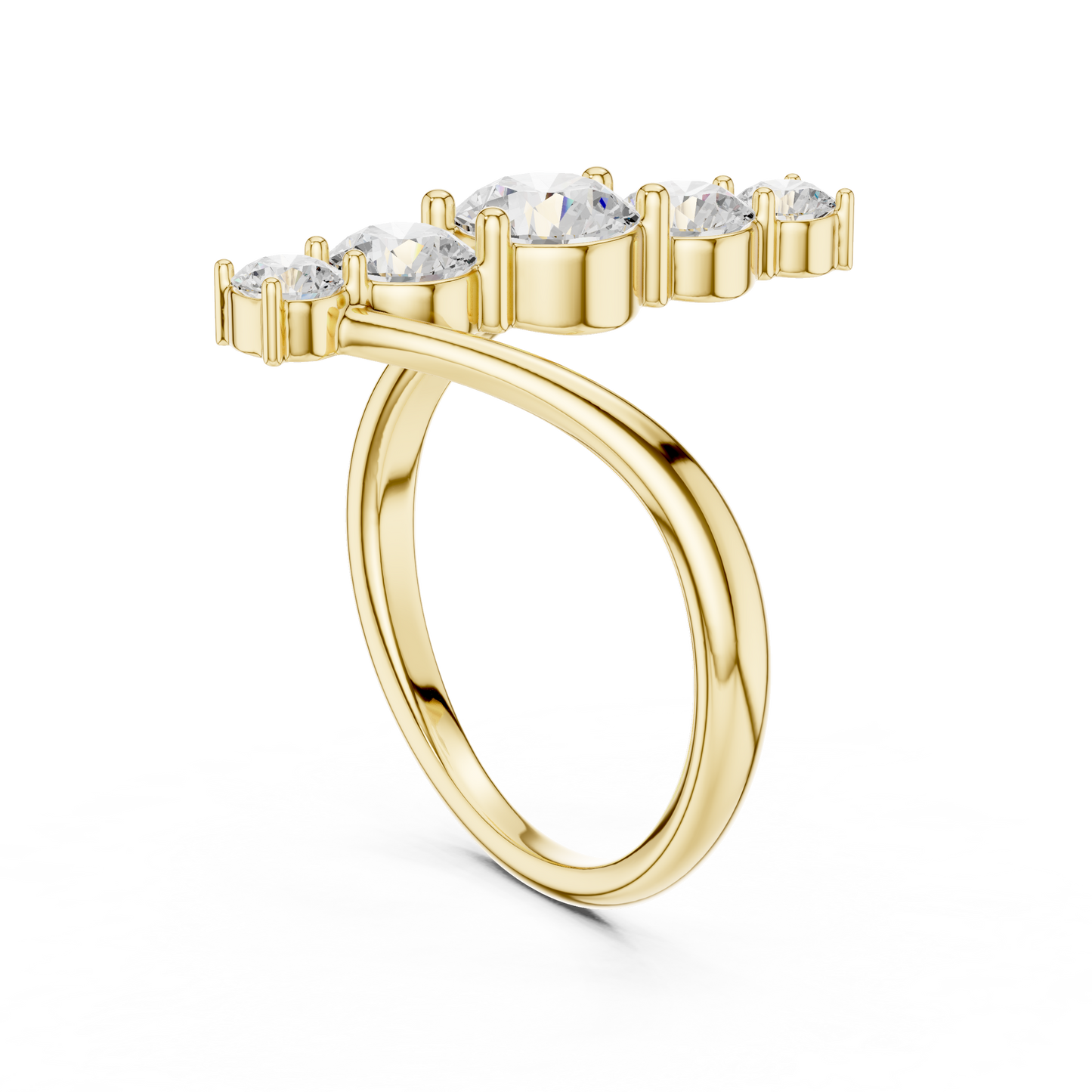 Celeste Curve Bypass Ring in 1.5 Carat Round Lab Diamond