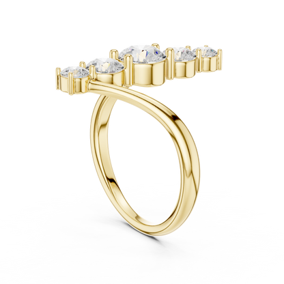 Celeste Curve Bypass Ring in 1.5 Carat Round Lab Diamond