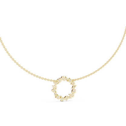 Celestial Circle Necklace with Multi-Shape Lab Grown Diamonds – Luxe Modern Pendant for Women