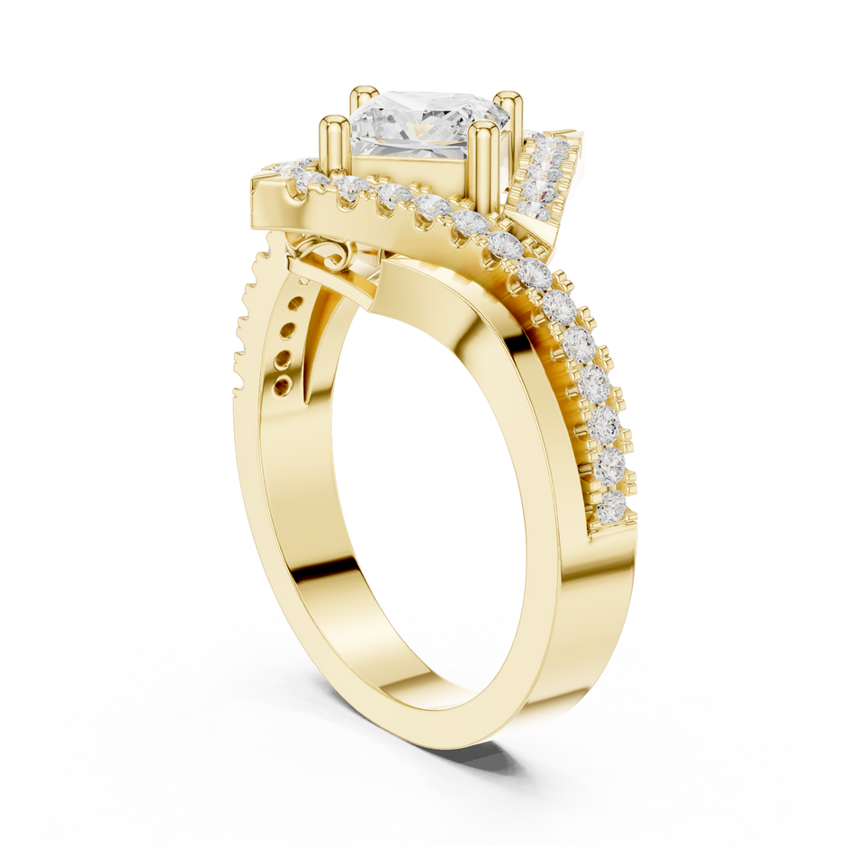 Twilight Empress Princess-Cut 1 Carat Lab Diamond Halo Engagement Ring in Yellow Gold – view 2