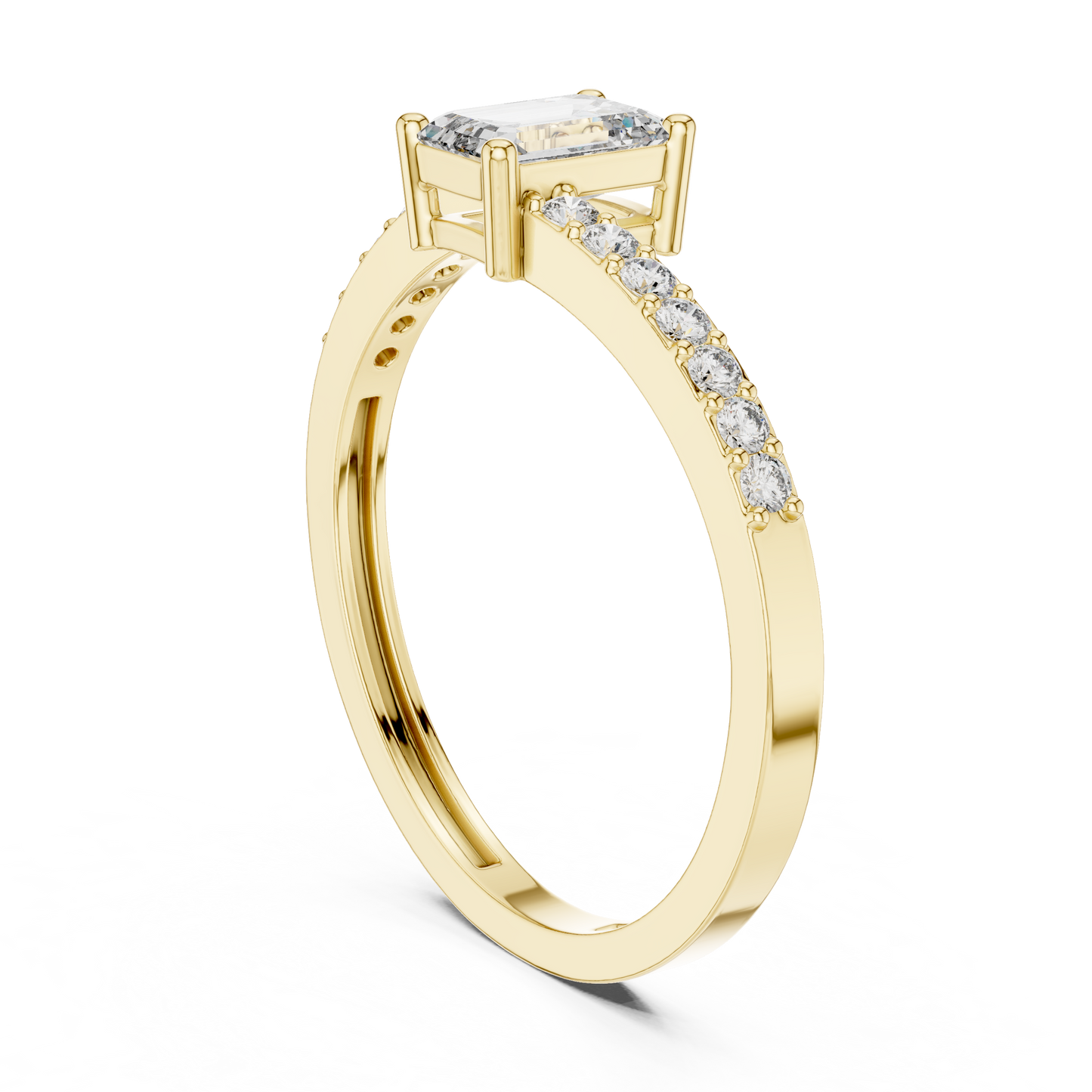 Emerald Shape Lab Diamond Bypass Trendy Ring