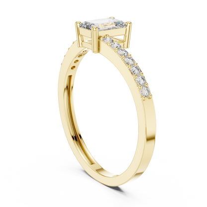 Emerald Shape Lab Diamond Bypass Trendy Ring