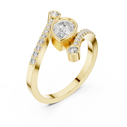 Beautiful Bright Pear Wrap Lab Diamond Ring