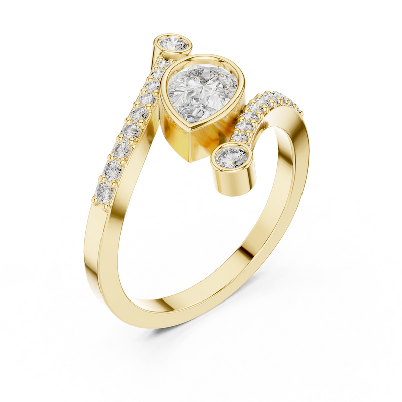 Beautiful Bright Pear Wrap Lab Diamond Ring