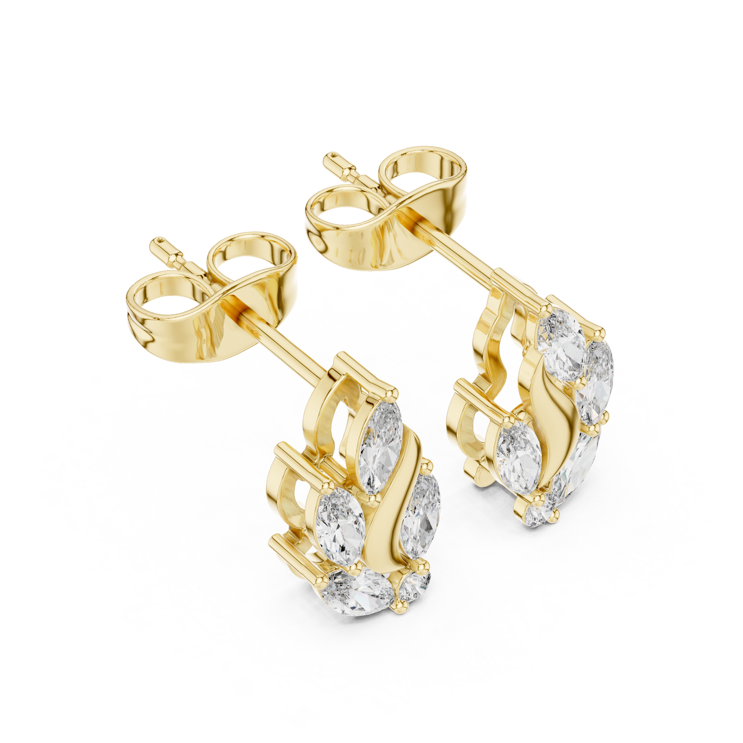Flame Petal Lab Diamond Stud Earrings