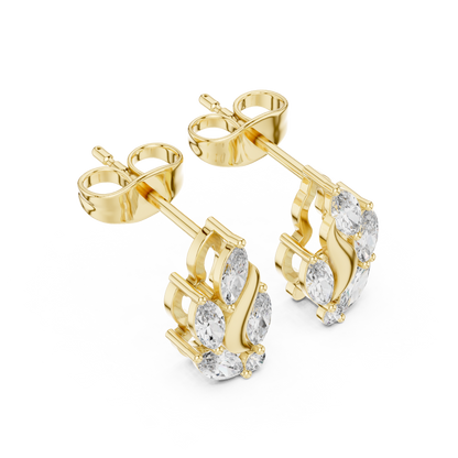 Flame Petal Lab Diamond Stud Earrings