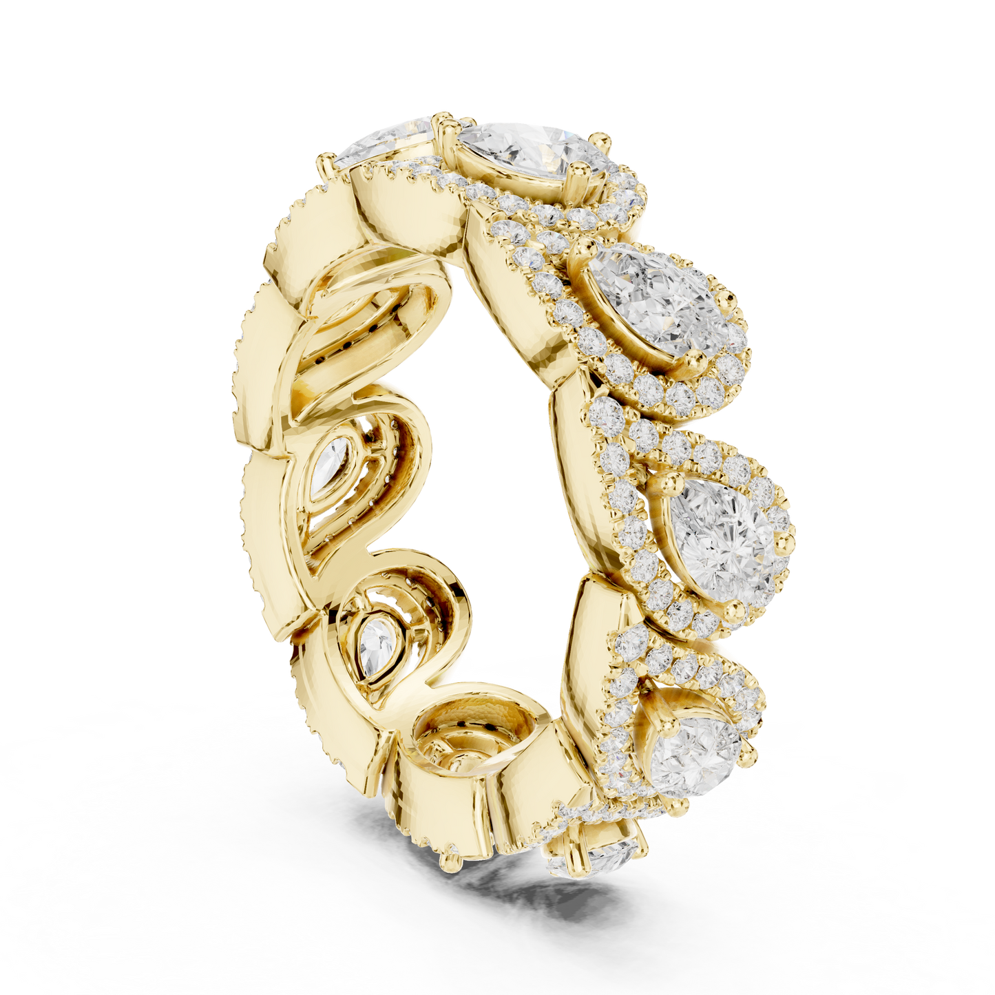 Iconic Pear Lab Diamond Halo Band Ring for Women & Girls
