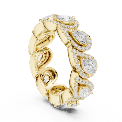 Iconic Pear Lab Diamond Halo Band Ring for Women & Girls