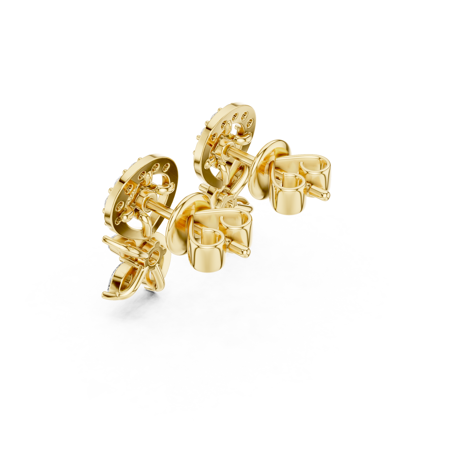 Paisley Leaves Lab Diamonds Stud Earrings