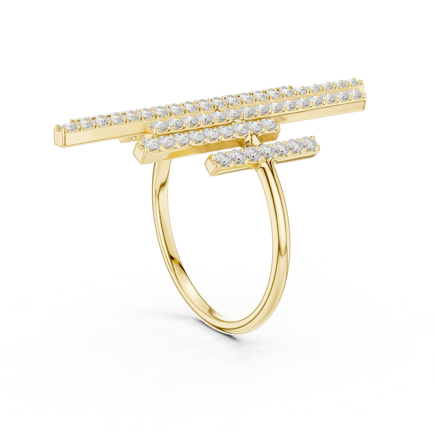 Midnight Skyline Spark Lab Diamond Bar Ring For Parties