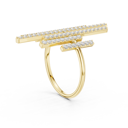 Midnight Skyline Spark Lab Diamond Bar Ring For Parties