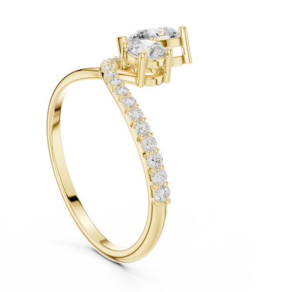 Bonded for Life Bypass Diamond Ring with Attached Pear & Round Lab Diamonds