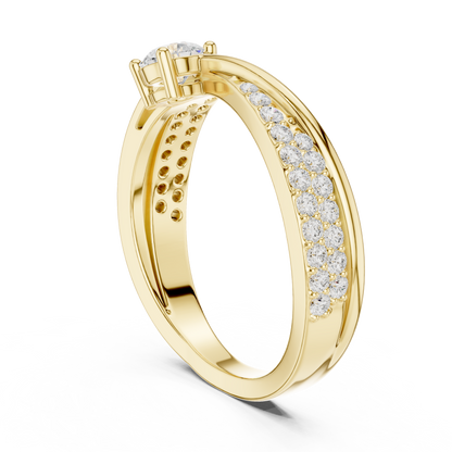 Celestial Cross Round Lab Diamond Split Shank Engagement Ring
