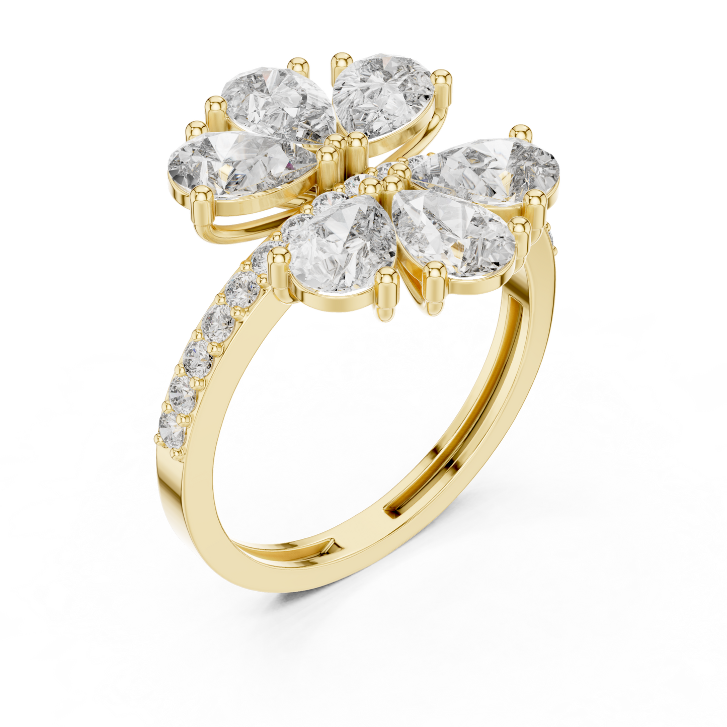 Gleaming Large Flower Lab Diamond Ring For Women