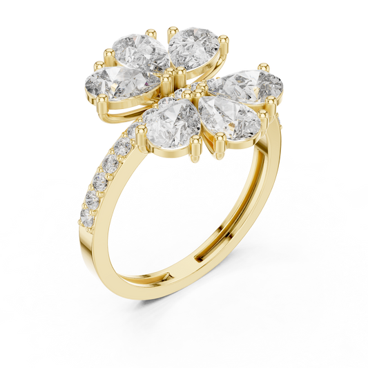 Gleaming Large Flower Lab Diamond Ring For Women