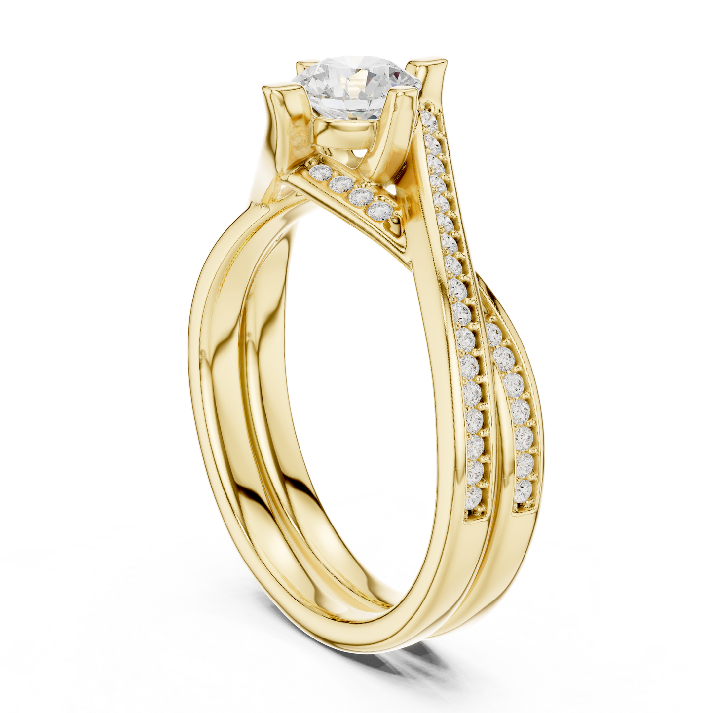 1 Carat Solitaire Lab Grown Diamond Engagement Ring With Twisted Band