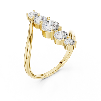 Celeste Curve Bypass Ring in 1.5 Carat Round Lab Diamond