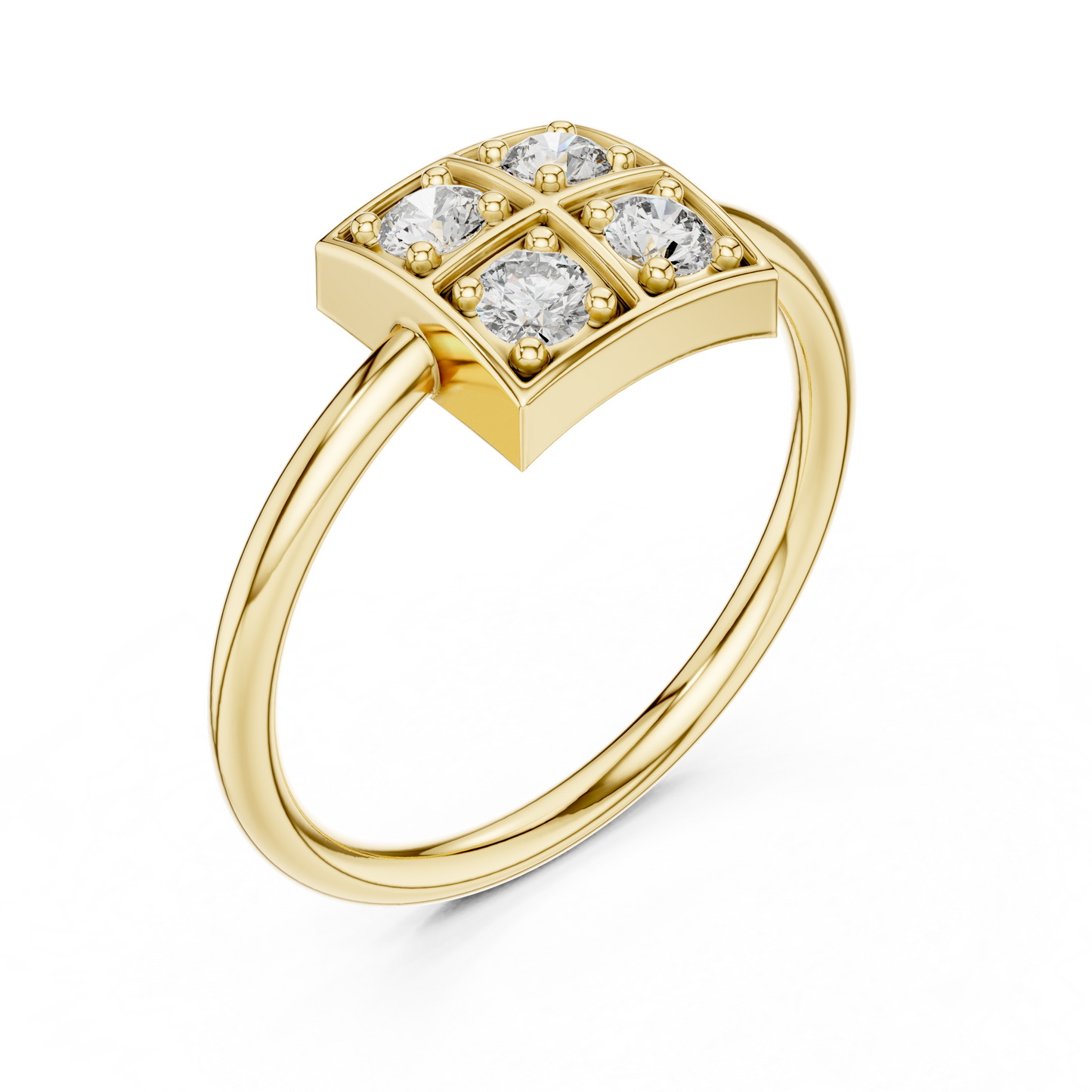 UrbanGrid – 0.24 Ct Lab Diamond Cluster Square Ring for Women