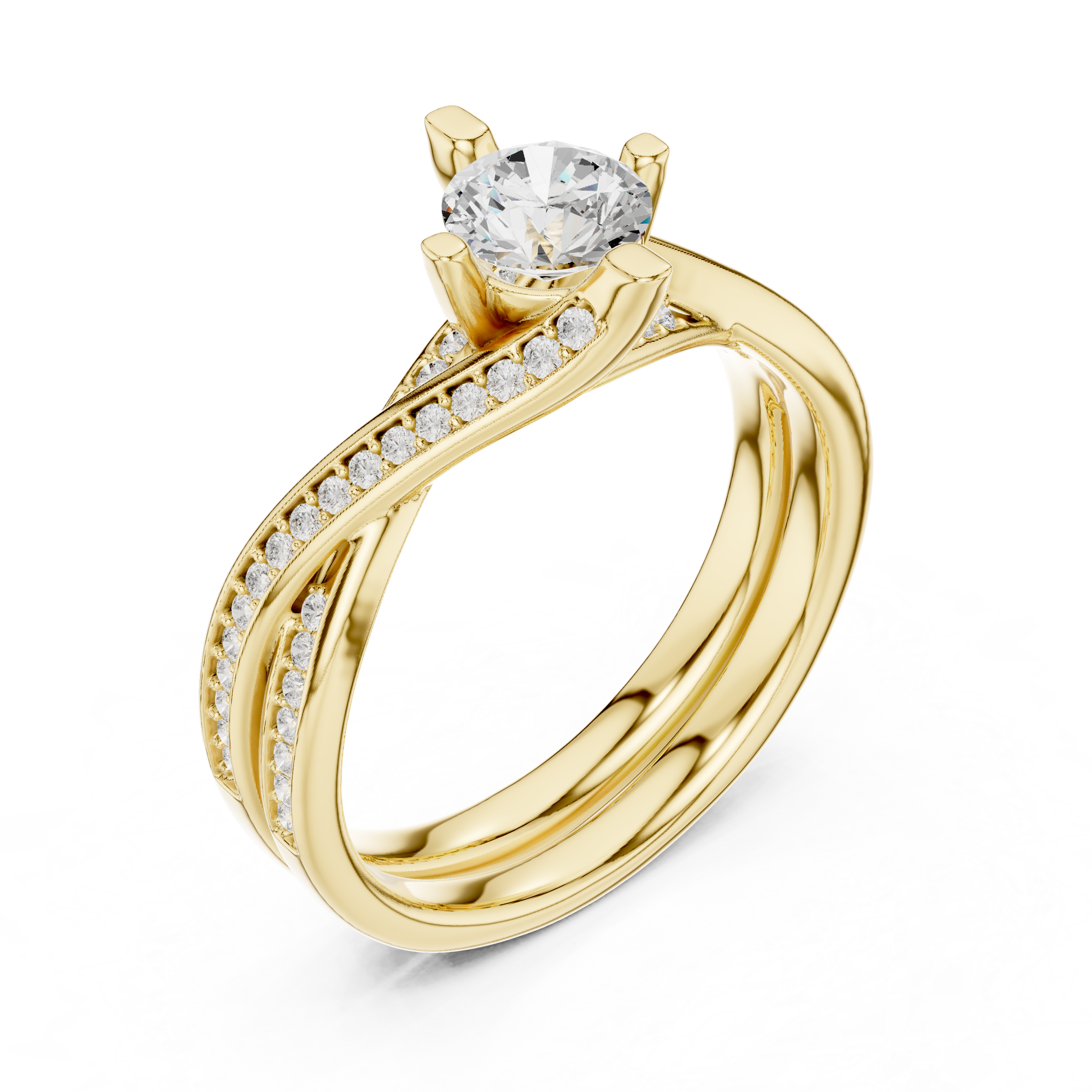 Sculpted Shine Split Band Forever Solitaire Lab Diamond Ring