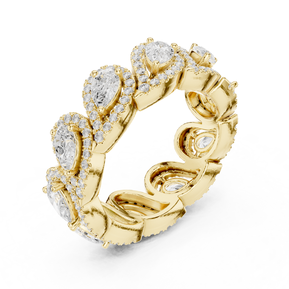 Iconic Pear Lab Diamond Halo Band Ring for Women & Girls