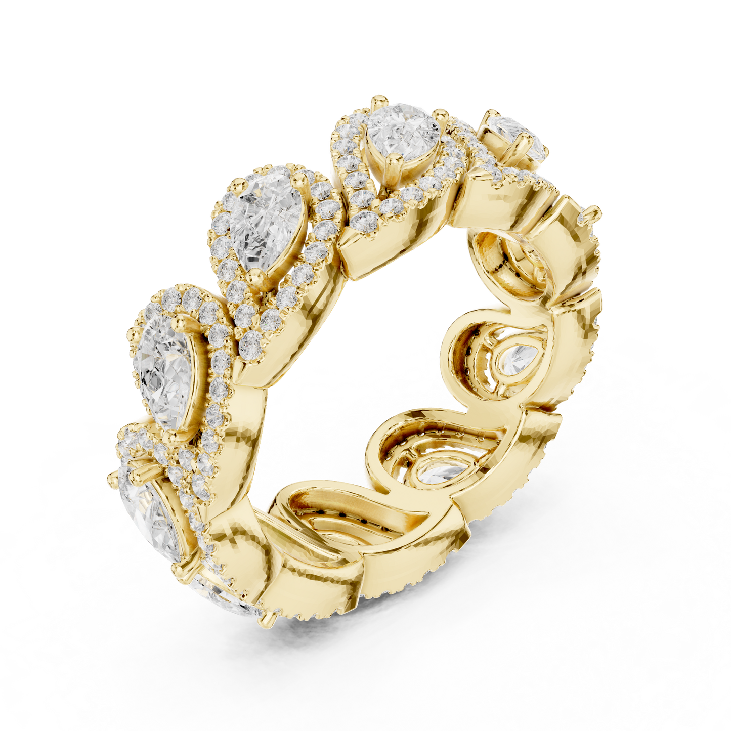 Iconic Pear Lab Diamond Halo Band Ring for Women & Girls