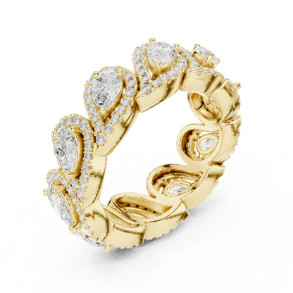 Iconic Pear Lab Diamond Halo Band Ring for Women & Girls