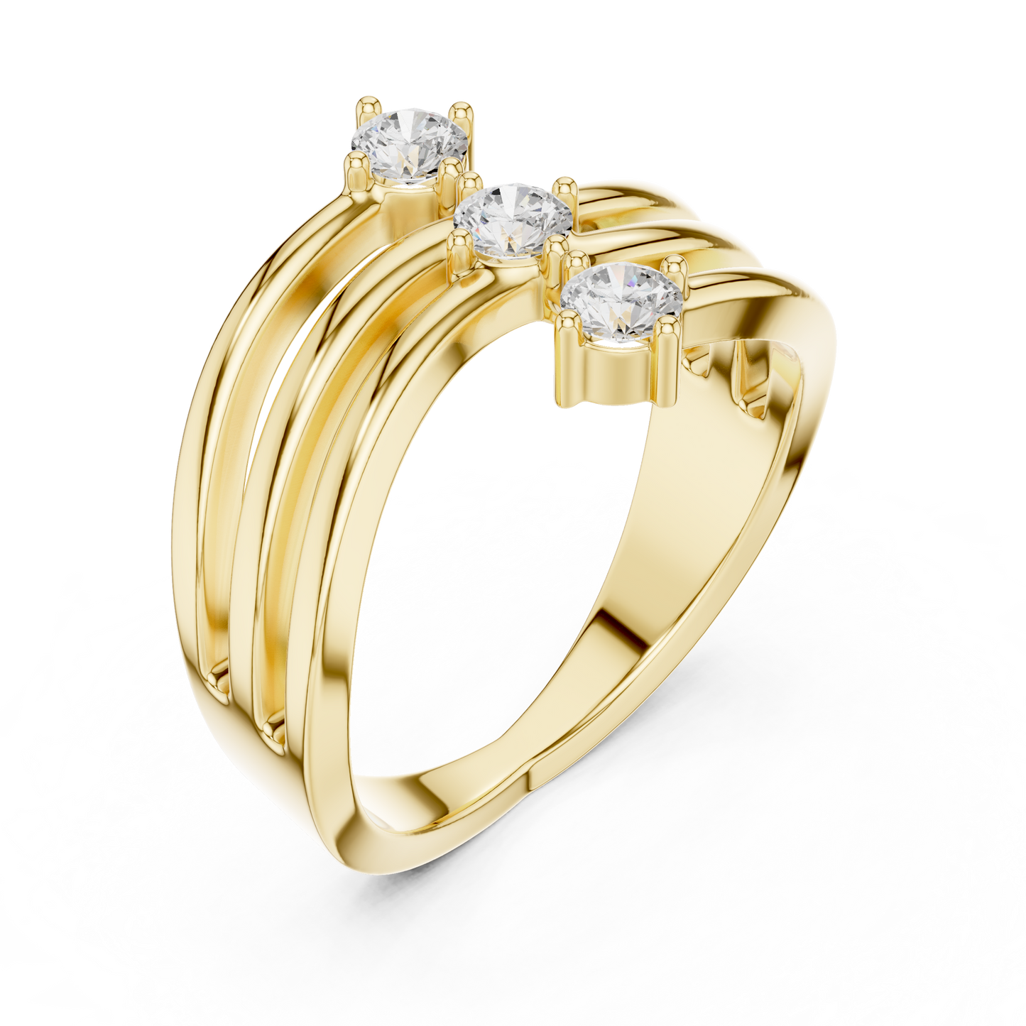 Three Drops of Light Lab Diamond Curved Ring