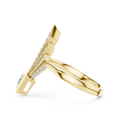 Empire Arrow Lab Diamond Ring – Bold Designer Statement for Party Queens