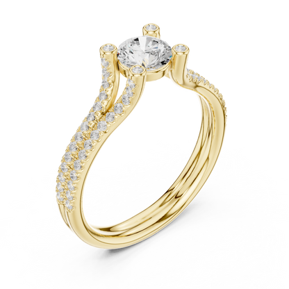 Crowned Radiance 1 Carat Round Lab Diamond Split Cathedral Engagement Ring