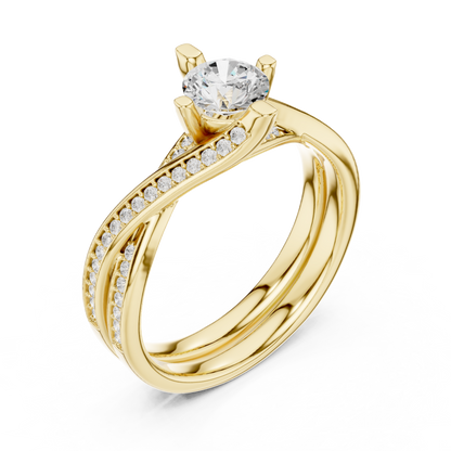 1 Carat Solitaire Lab Grown Diamond Engagement Ring With Twisted Band