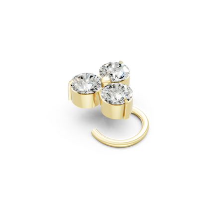 Trinity Three Stone Lab Diamond Twisted Nosepin