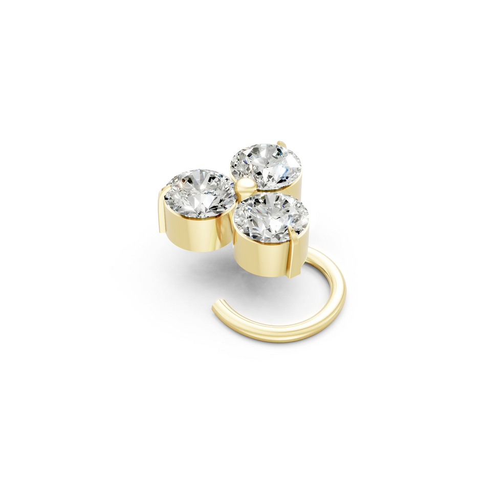 Trinity Three Stone Lab Diamond Twisted Nosepin