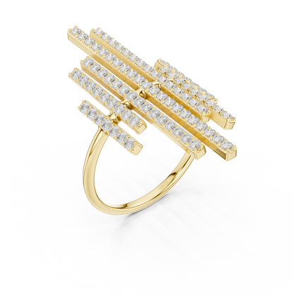 Midnight Skyline Spark Lab Diamond Bar Ring For Parties