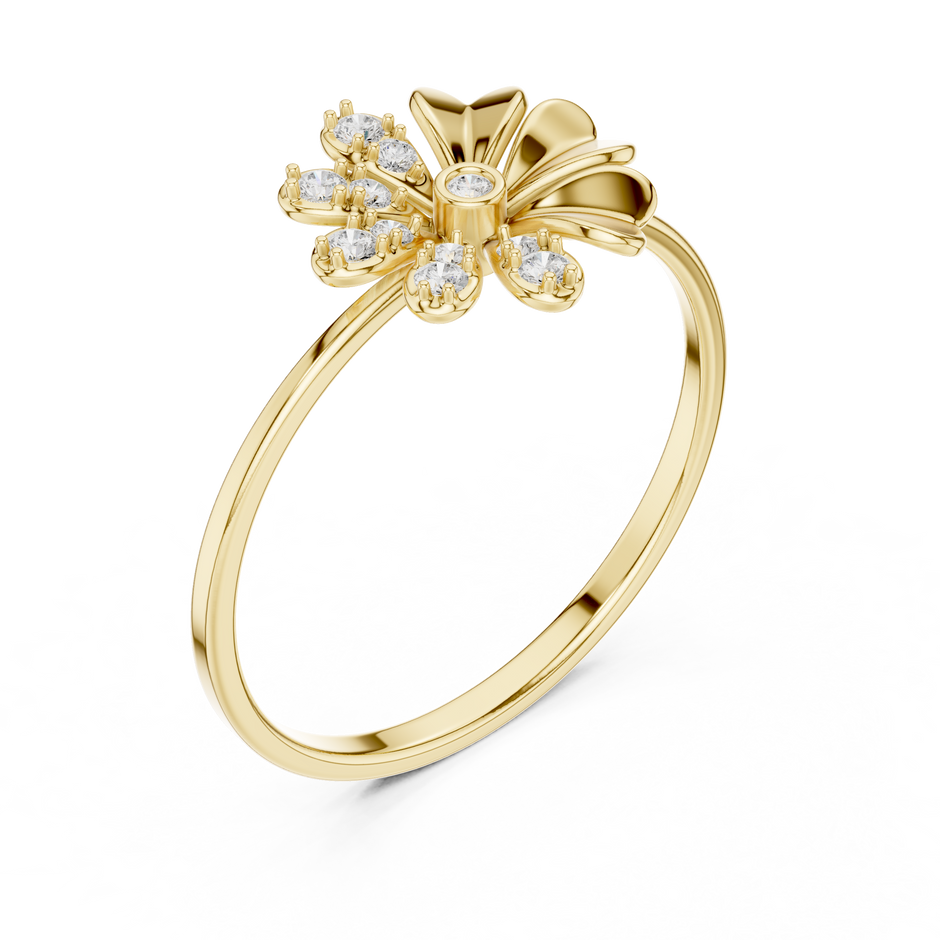 Eye Catchy Floral Shape Lab Created Diamond Ring For Women