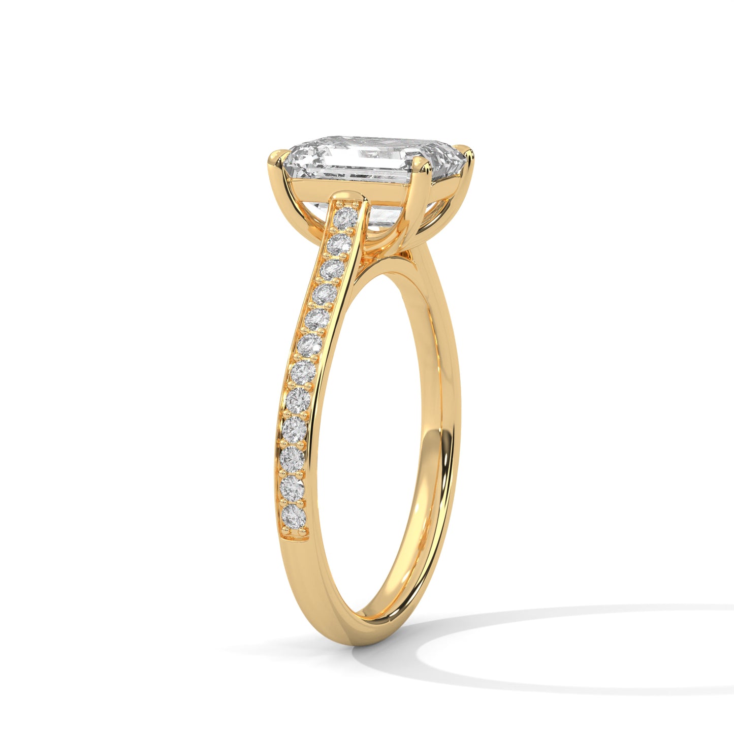 Celestial Emerald Spark Lab Diamond Ring – 2 Carat Solitaire with Pavé Side Band for Women