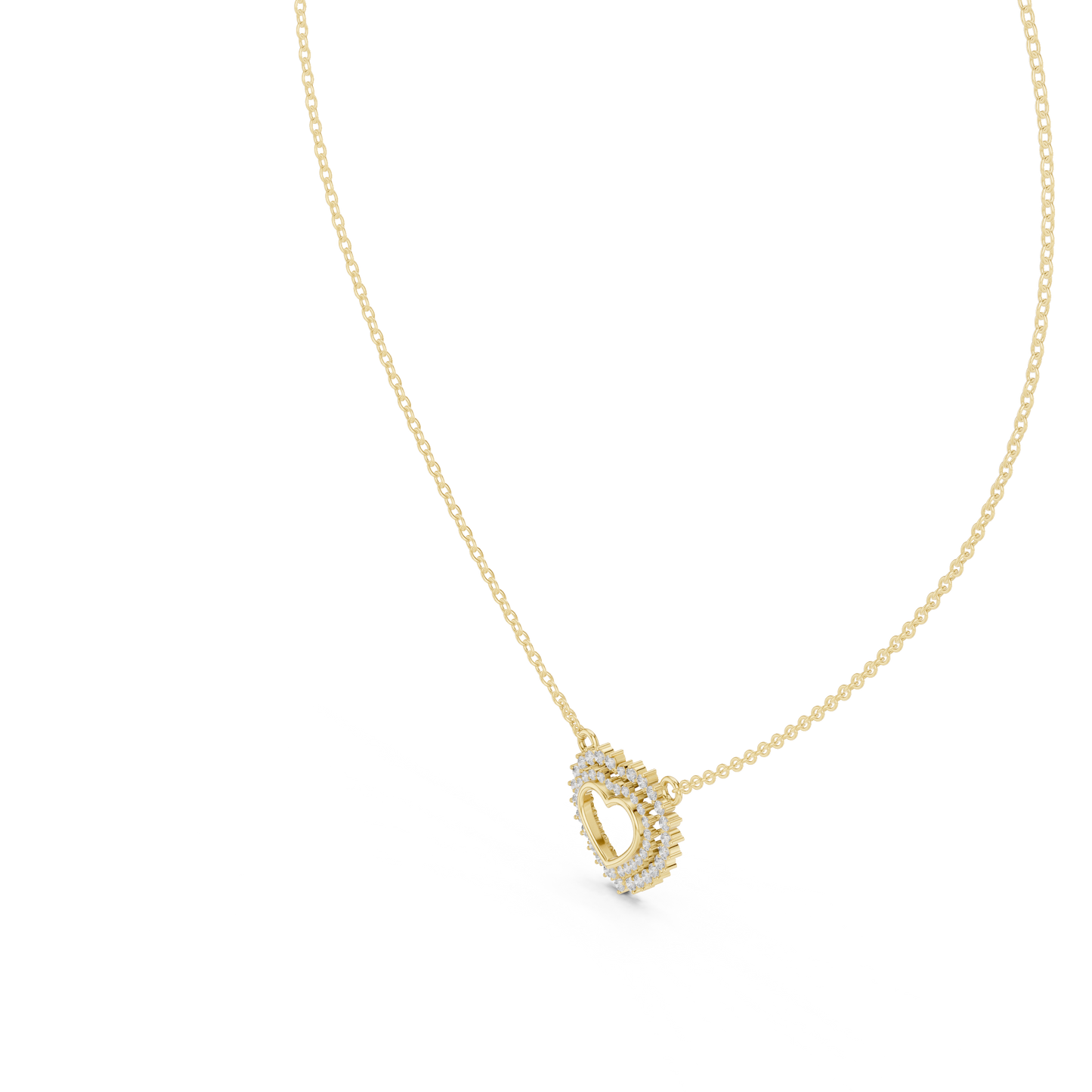 Twinkling Halo Heart Pendant Lab Diamond Necklace