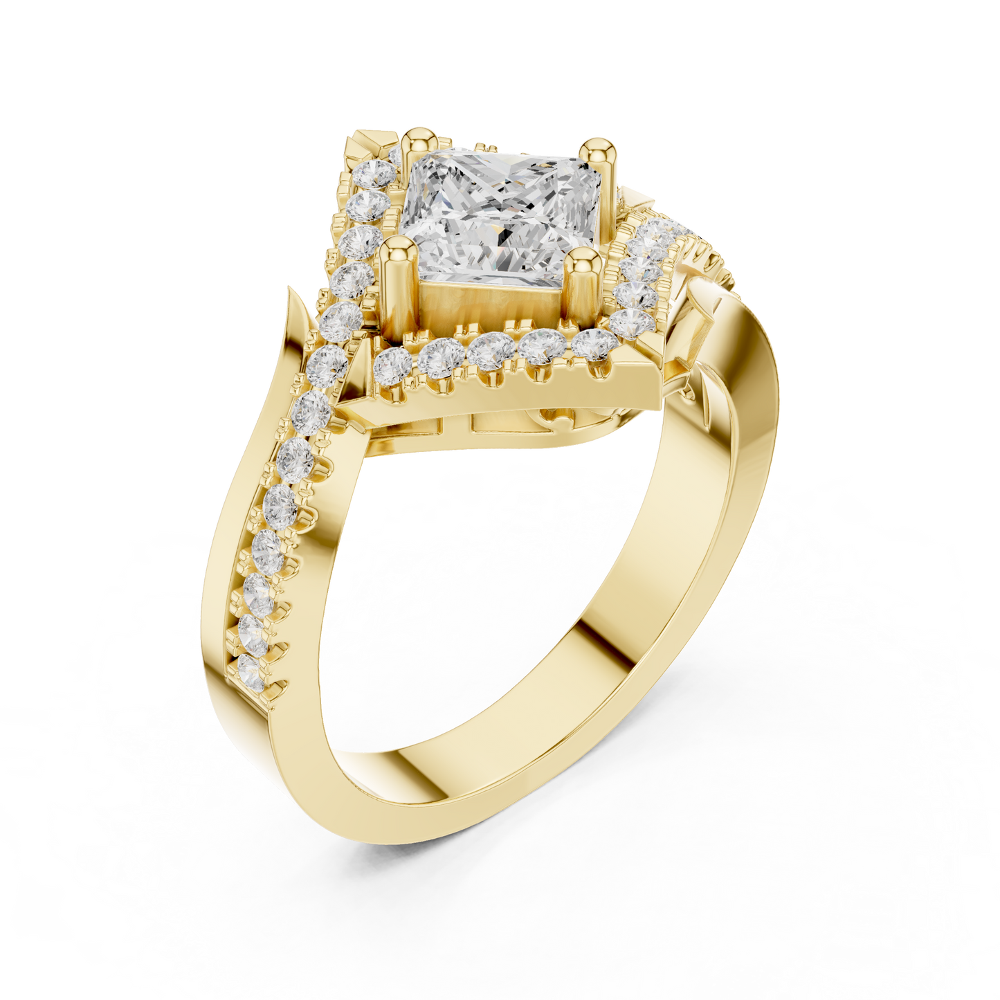Twilight Empress Princess-Cut 1 Carat Lab Diamond Halo Engagement Ring