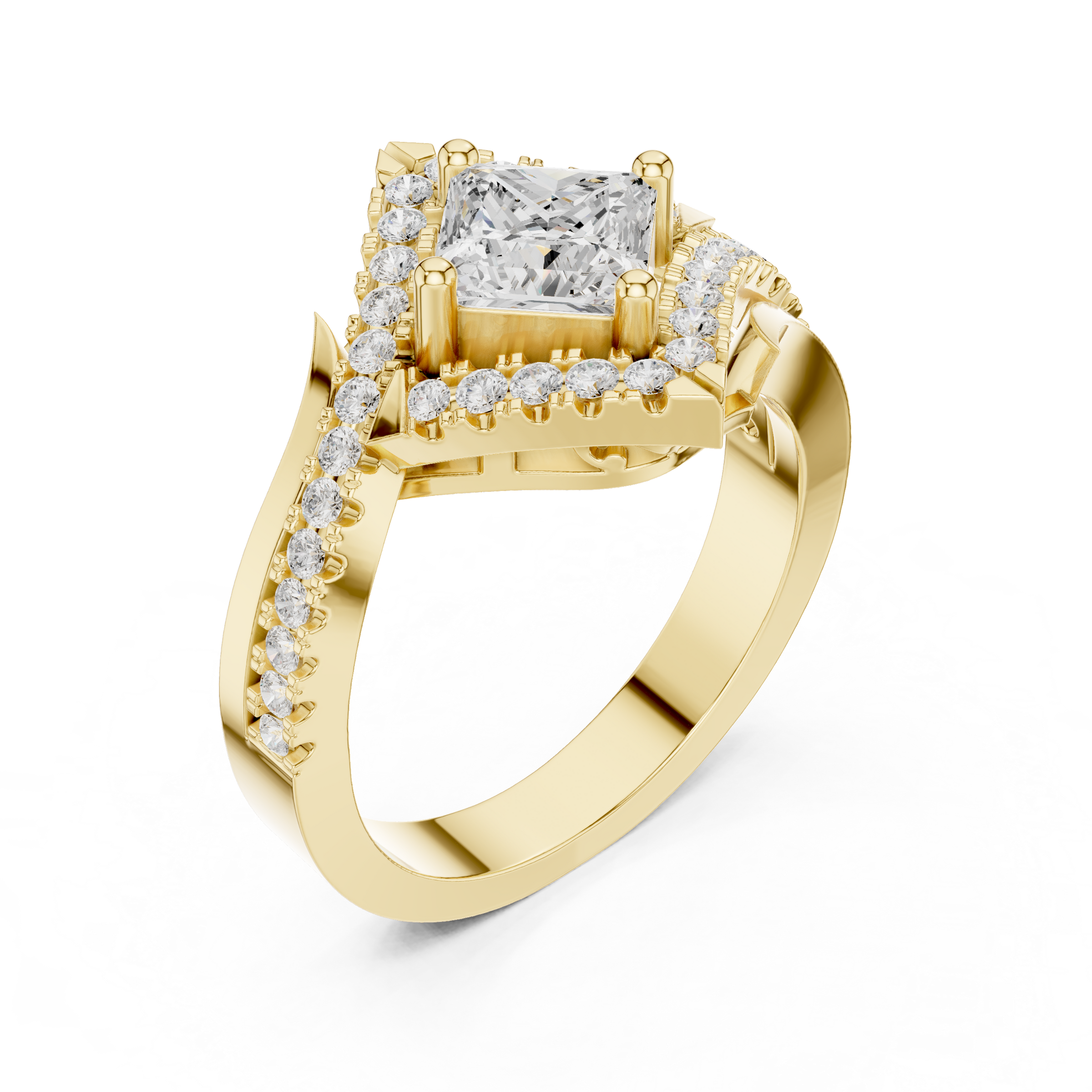 Twilight Empress Princess-Cut 1 Carat Lab Diamond Halo Engagement Ring