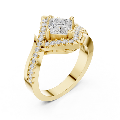 Twilight Empress Princess-Cut 1 Carat Lab Diamond Halo Engagement Ring