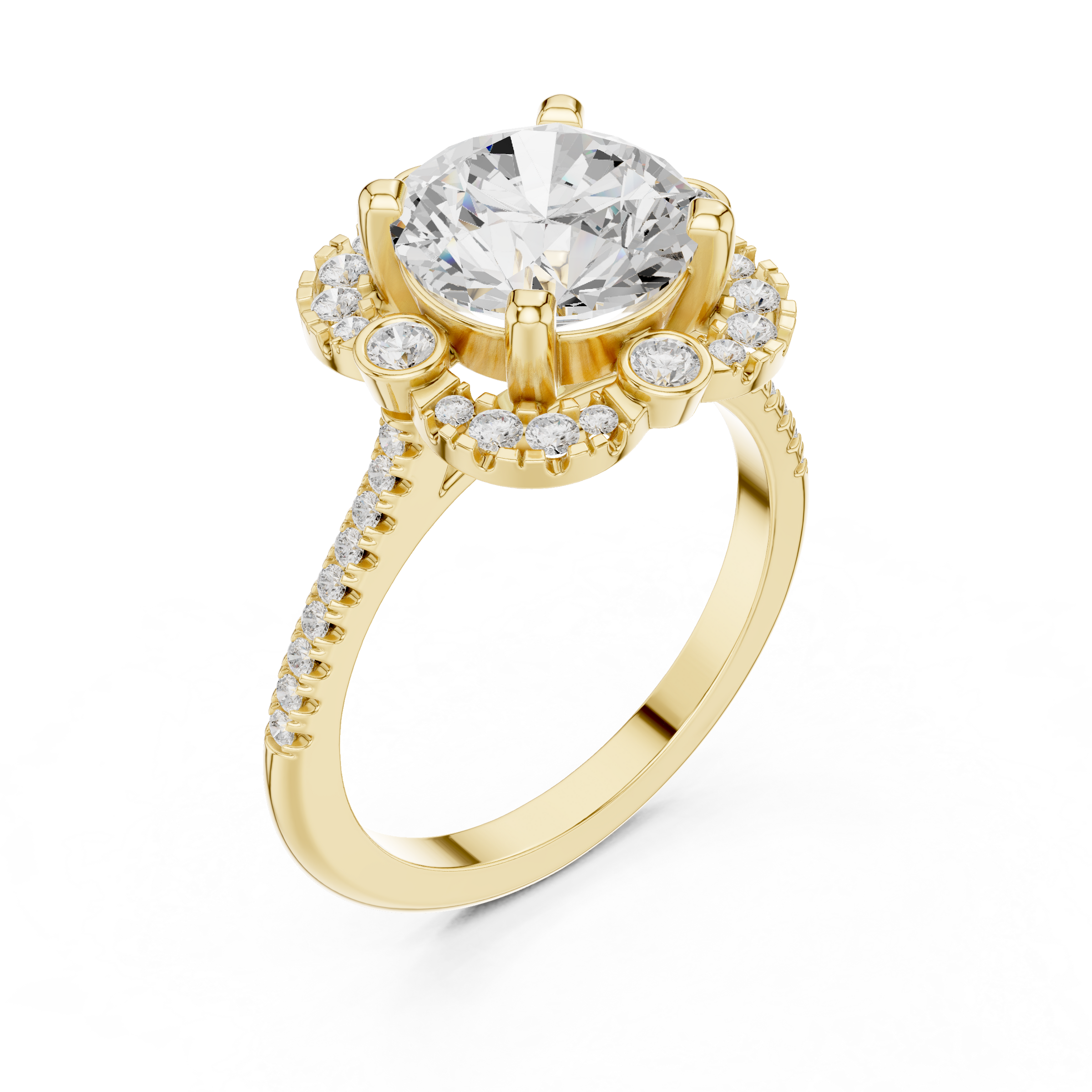 The Florescence Spark 2.5 Carat Round Lab-Grown Diamond Halo Ring