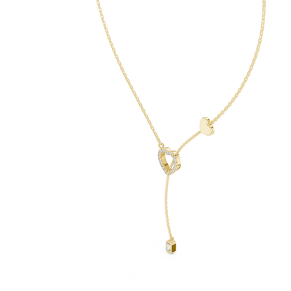 Double Heart Y Necklace with Lab Diamond – Romantic Lariat Chain for Women | Love Pendant for Rich & Classy Gifting
