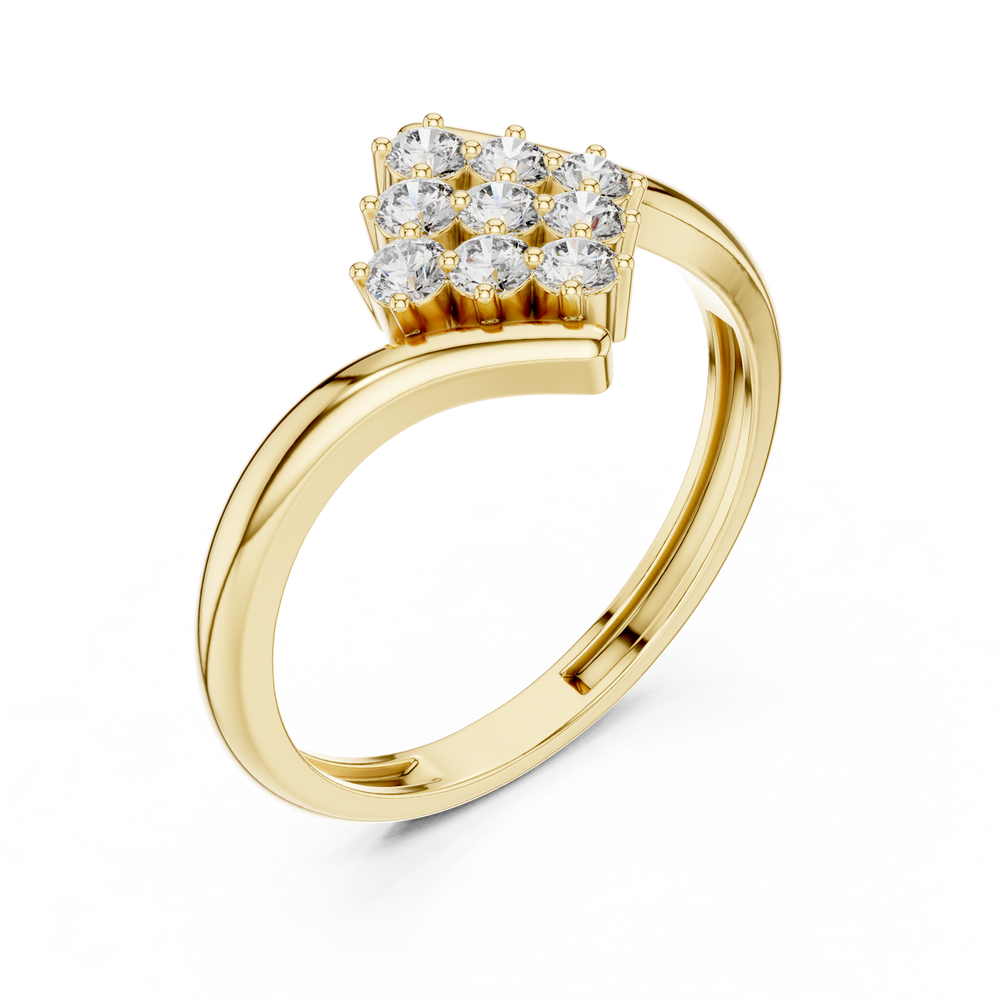 Intricate Sparkle Minimal Bypass Cluster Lab Diamond Ring
