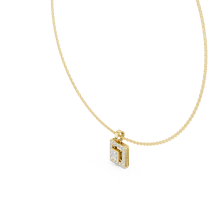 Royal Minimalism Halo Princess Pendant Necklace in Lab Diamonds