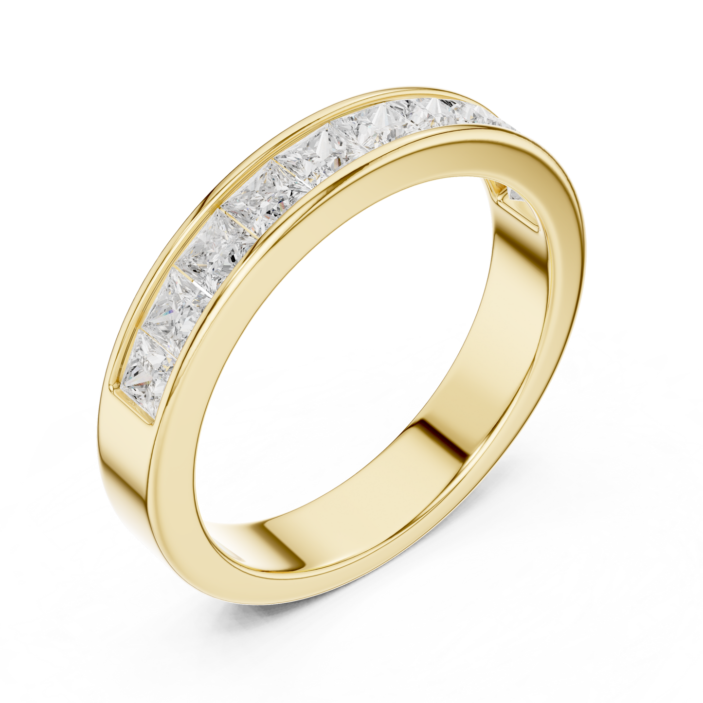 Princess Cut Channel Set Half Eternity Ring in 1 Carat Lab Diamond