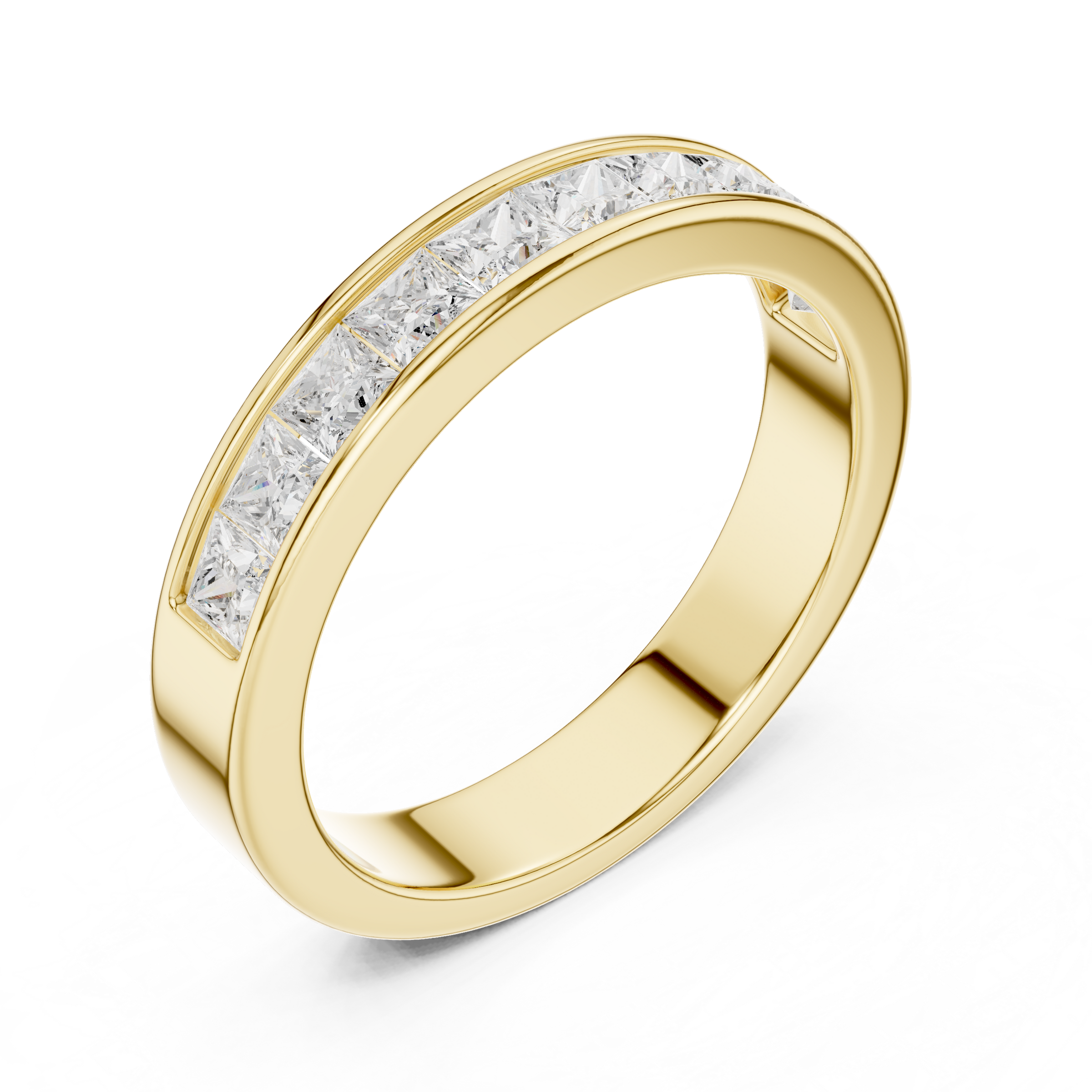 Princess Cut Channel Set Half Eternity Ring in 1 Carat Lab Diamond