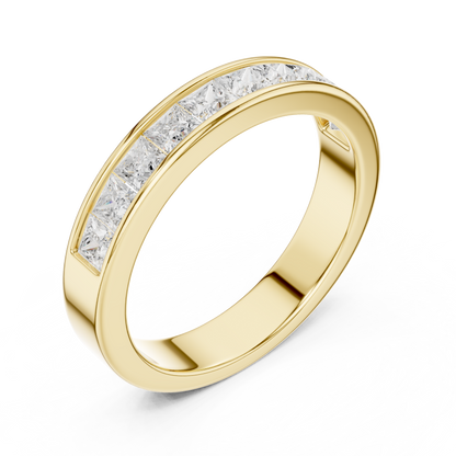 Princess Cut Channel Set Half Eternity Ring in 1 Carat Lab Diamond