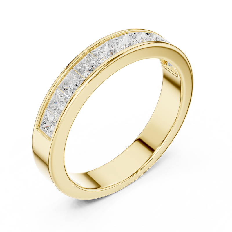 Princess Cut Channel Set Half Eternity Ring in 1 Carat Lab Diamond
