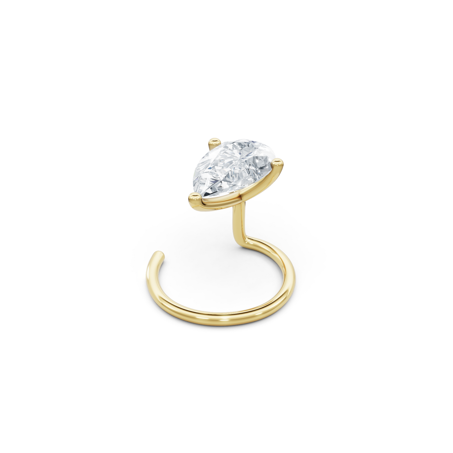 Stylish Pear Shaped 10 Pointer Lab Diamond Nosepin For Girls