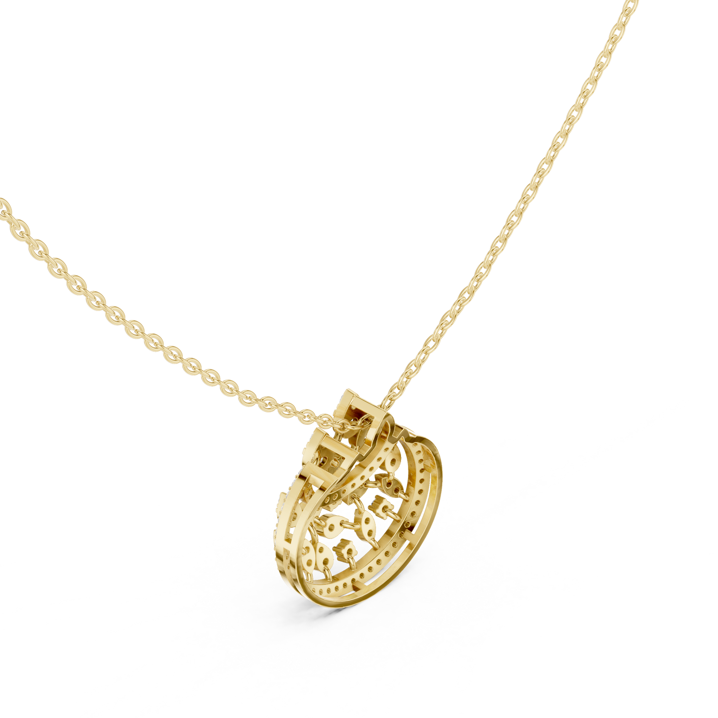Lunar Awakening – Blooming Lab Diamond Crescent Pendant For Women